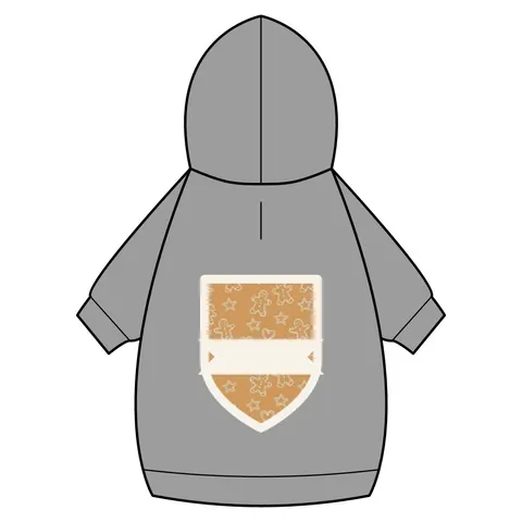 Holiday Gingerbread Cookie Pattern Pet Hoodie — back_dtf view