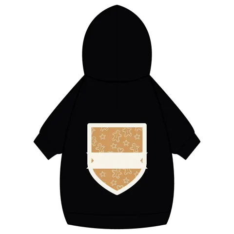Holiday Gingerbread Cookie Pattern Pet Hoodie — back_dtf view