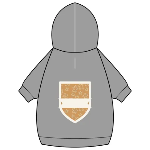 Holiday Gingerbread Cookie Pattern Pet Hoodie — back_dtf view
