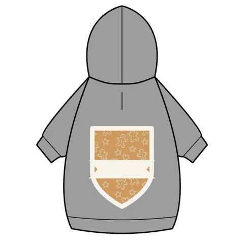 Holiday Gingerbread Cookie Pattern Pet Hoodie — back_dtf view