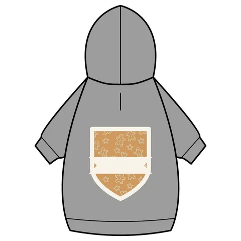 Holiday Gingerbread Cookie Pattern Pet Hoodie — back_dtf view