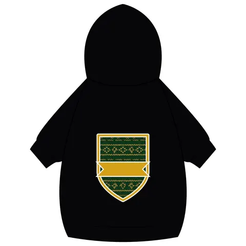Holiday Green & Gold Knit Pet Hoodie — back_dtf view
