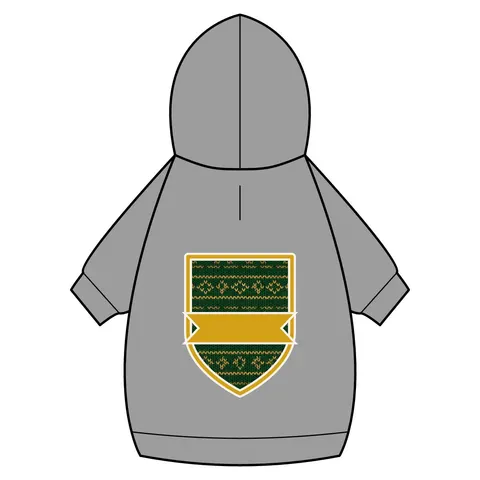 Holiday Green & Gold Knit Pet Hoodie — back_dtf view