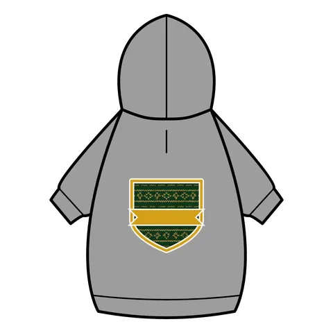 Holiday Green & Gold Knit Pet Hoodie — back_dtf view