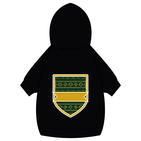 Holiday Green & Gold Knit Pet Hoodie — back_dtf view