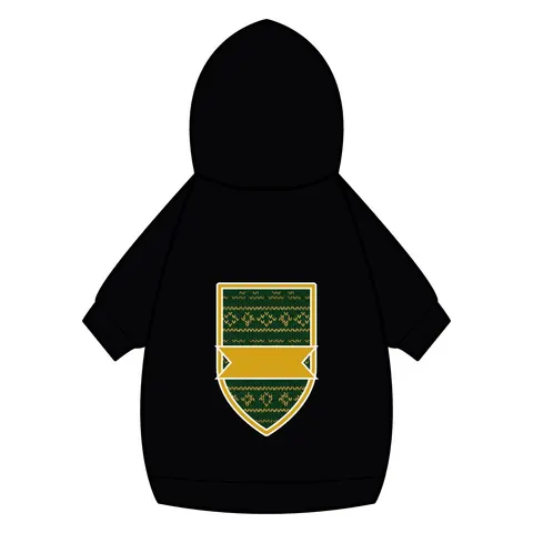 Holiday Green & Gold Knit Pet Hoodie — back_dtf view
