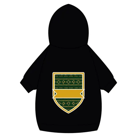 Holiday Green & Gold Knit Pet Hoodie — back_dtf view