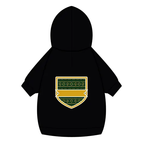 Holiday Green & Gold Knit Pet Hoodie — back_dtf view