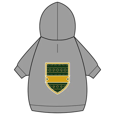 Holiday Green & Gold Knit Pet Hoodie — back_dtf view
