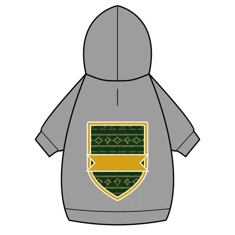 Holiday Green & Gold Knit Pet Hoodie — back_dtf view