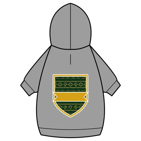 Holiday Green & Gold Knit Pet Hoodie — back_dtf view