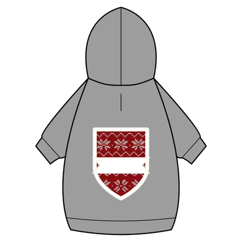 Holiday Red & White Knit Pet Hoodie — back_dtf view