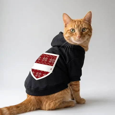 Holiday Red & White Knit Pet Hoodie