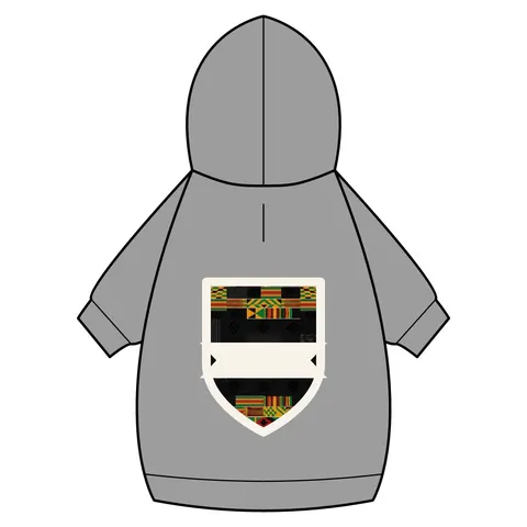 Holiday Kwanzaa Kente Border Pet Hoodie — back_dtf view