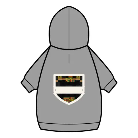 Holiday Kwanzaa Kente Border Pet Hoodie — back_dtf view