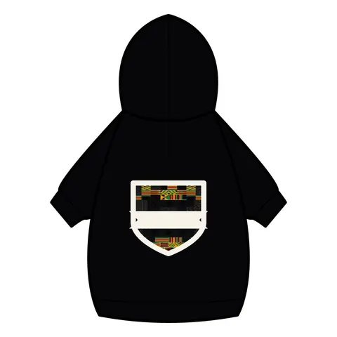 Holiday Kwanzaa Kente Border Pet Hoodie — back_dtf view