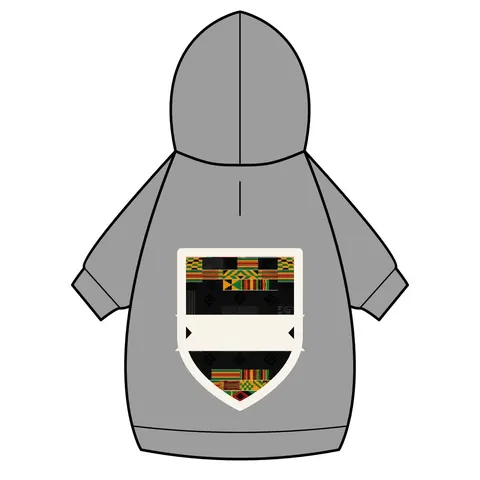 Holiday Kwanzaa Kente Border Pet Hoodie — back_dtf view