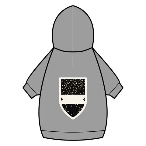 New Year Gold Confetti on Black Pet Hoodie — back_dtf view