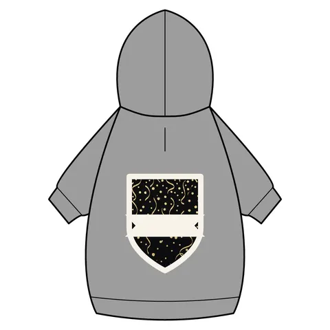New Year Gold Confetti on Black Pet Hoodie — back_dtf view