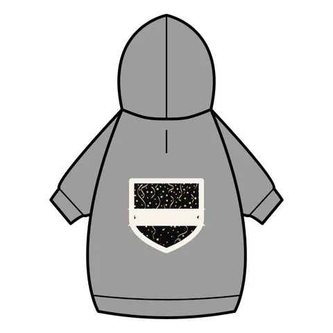 New Year Gold Confetti on Black Pet Hoodie — back_dtf view