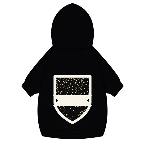 New Year Gold Confetti on Black Pet Hoodie — back_dtf view