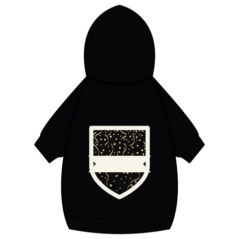 New Year Gold Confetti on Black Pet Hoodie — back_dtf view