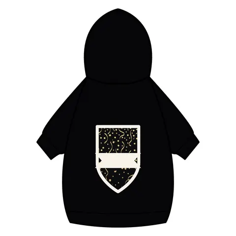 New Year Gold Confetti on Black Pet Hoodie — back_dtf view