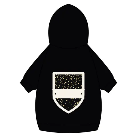 New Year Gold Confetti on Black Pet Hoodie — back_dtf view