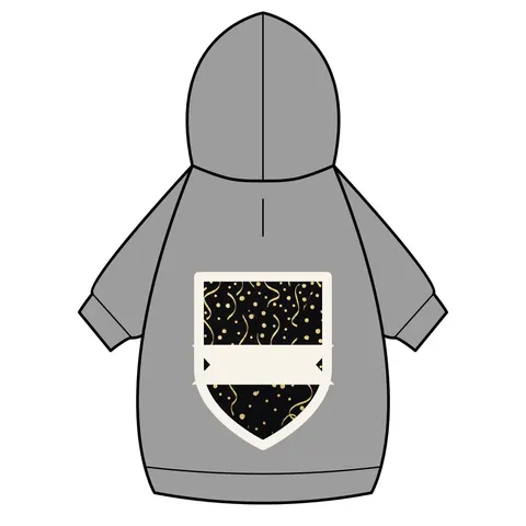 New Year Gold Confetti on Black Pet Hoodie — back_dtf view