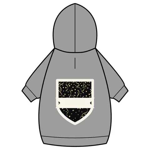 New Year Gold Confetti on Black Pet Hoodie — back_dtf view