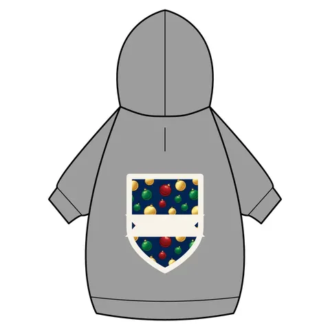 Holiday Glass Ornament Scatter Pet Hoodie — back_dtf view
