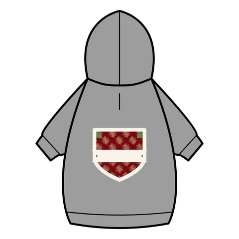 Holiday Poinsettia & Gold Leaves Pet Hoodie — back_dtf view