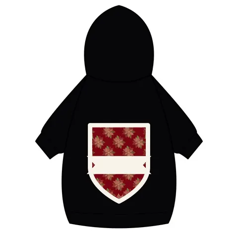 Holiday Poinsettia & Gold Leaves Pet Hoodie — back_dtf view