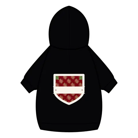 Holiday Poinsettia & Gold Leaves Pet Hoodie — back_dtf view