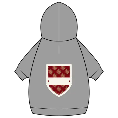Holiday Poinsettia & Gold Leaves Pet Hoodie — back_dtf view