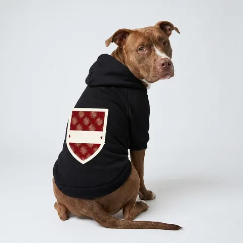 Holiday Poinsettia & Gold Leaves Pet Hoodie