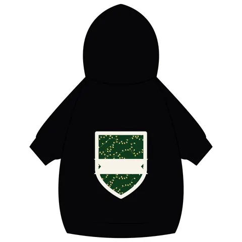 Holiday String Lights on Green Pet Hoodie — back_dtf view
