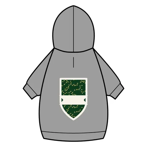 Holiday String Lights on Green Pet Hoodie — back_dtf view