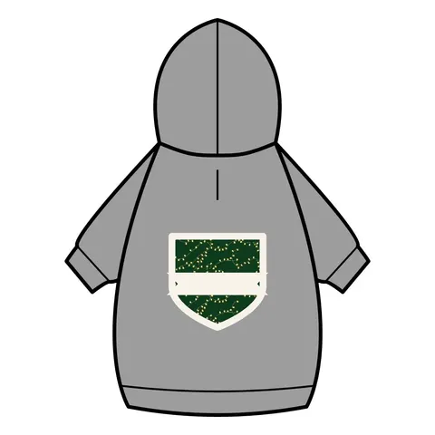 Holiday String Lights on Green Pet Hoodie — back_dtf view