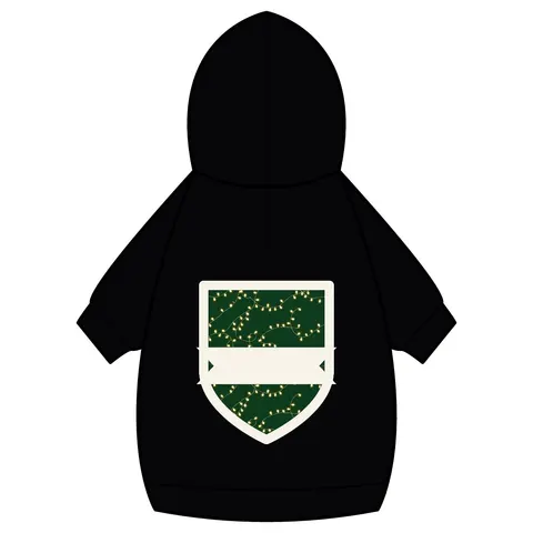 Holiday String Lights on Green Pet Hoodie — back_dtf view