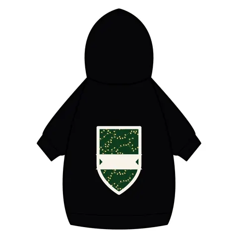 Holiday String Lights on Green Pet Hoodie — back_dtf view