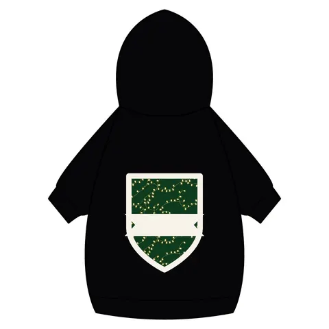 Holiday String Lights on Green Pet Hoodie — back_dtf view