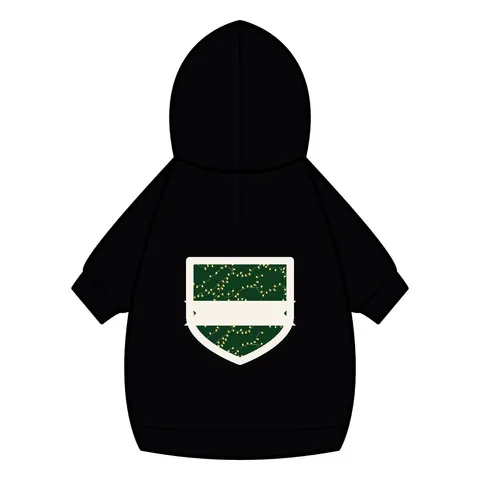 Holiday String Lights on Green Pet Hoodie — back_dtf view