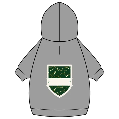 Holiday String Lights on Green Pet Hoodie — back_dtf view