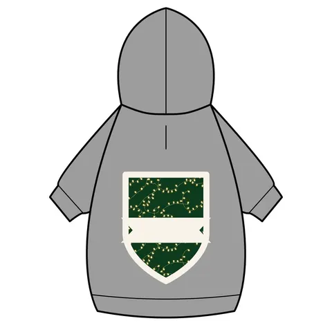 Holiday String Lights on Green Pet Hoodie — back_dtf view