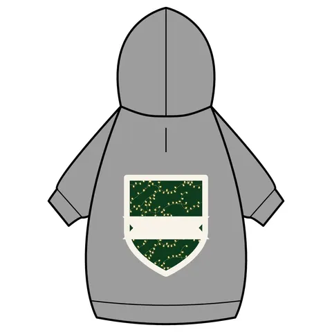 Holiday String Lights on Green Pet Hoodie — back_dtf view