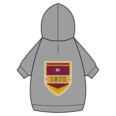 Huston-Tillotson 1875 Maroon & Gold Pet Hoodie — back_dtf view