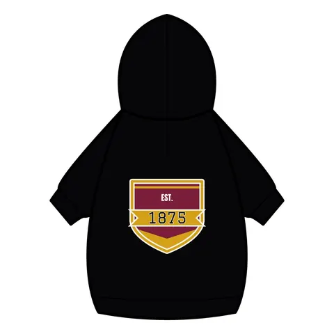 Huston-Tillotson 1875 Maroon & Gold Pet Hoodie — back_dtf view
