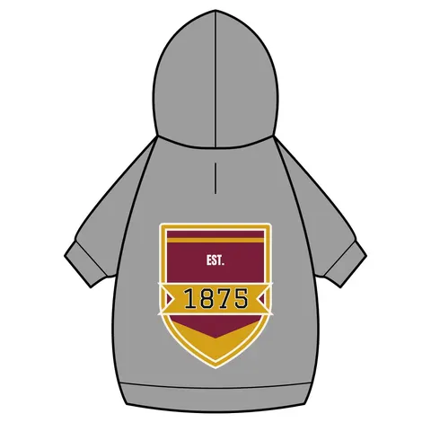 Huston-Tillotson 1875 Maroon & Gold Pet Hoodie — back_dtf view