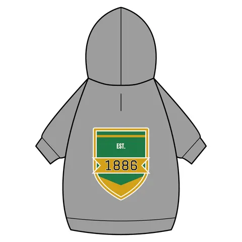Kentucky State 1886 Green & Gold Pet Hoodie — back_dtf view